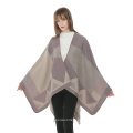 Ladies Printed Poncho Cape Reversible Open Front Shawls and Wraps